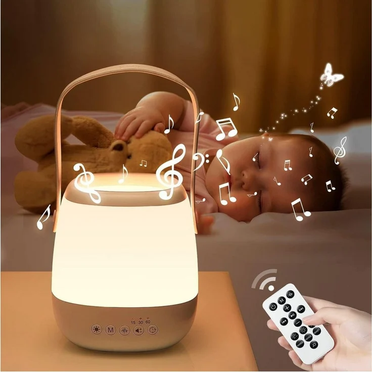 Vivitar LED Nachtlicht Dimmbar mit White Noise Maschine, 3-in-1 Baby Stilllicht, USB aufladbar und Tragbar, Fütterungslampe zum Stillen und Fläschchengeben, Nachtlicht für Kinderzimmer, mit Fernbedienung, 15/30/60-Minuten-Timer, über USB aufladbar, 35 ... – Bild 1
