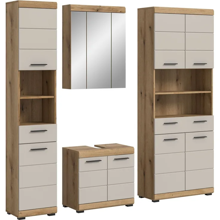 Badezimmer-Set >Scout< in Evoak Oak / Kaschmir - 201x191x34cm (BxHxT)
