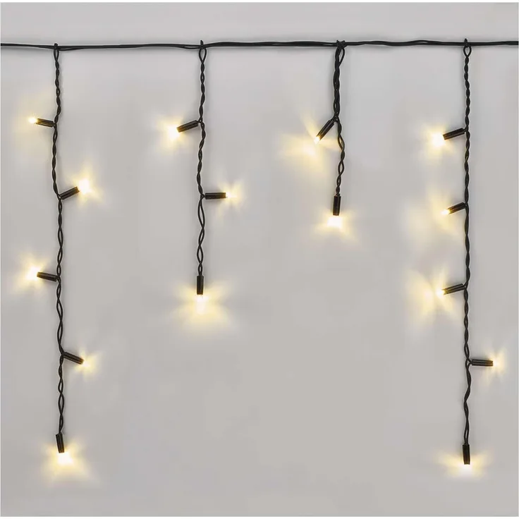 EMOS Connect System 3m Eisregen Lichterkette Profi, Weihnachtslichterkette 50 LEDs, Erweiterungsteil C (ohne Verbindungskabel und Adapter), IP44 für Innen und Außen, Warmweiß, schwarz, Lichteffekte