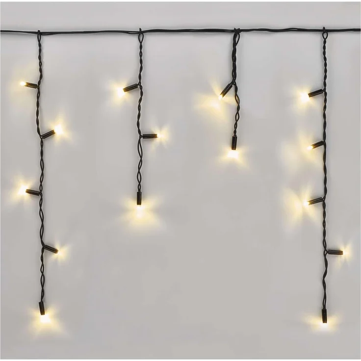 EMOS Connect System 3m Eisregen Lichterkette Profi, Weihnachtslichterkette 50 LEDs, Erweiterungsteil C (ohne Verbindungskabel und Adapter), IP44 für Innen und Außen, Warmweiß, schwarz, Lichteffekte