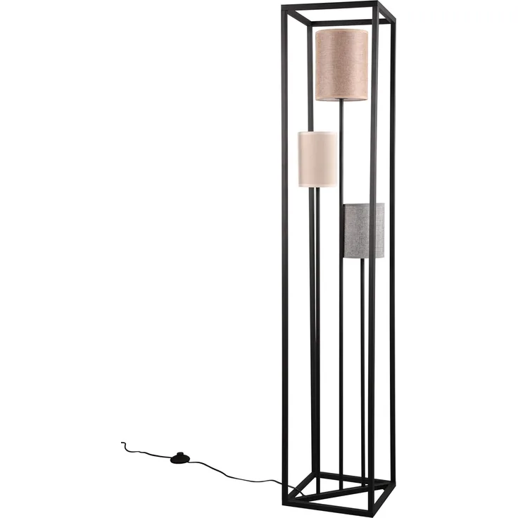 lightling Stehlampe Frieda, ohne Leuchtmittel, 3 Stoffschirme, mit Fußschalter, E27