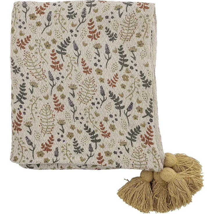 Bloomingville Tagesdecke Filipa, Decke mit Quasten Baumwolle Kuscheldecke Kinderdecke dänisches Design – Bild 2