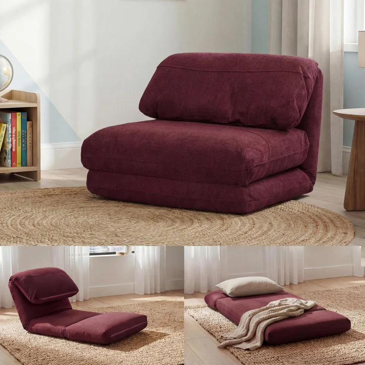 Schlafsessel HWC-E68, Schlafsofa Funktionssessel Klappsessel Relaxsessel, Stoff/Textil ~ bordeaux – Bild 1