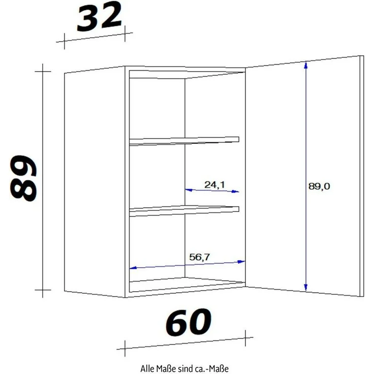 Flex-Well Hängeschrank Florenz (B x H x T) 60 x 89 x 32 cm – Bild 2