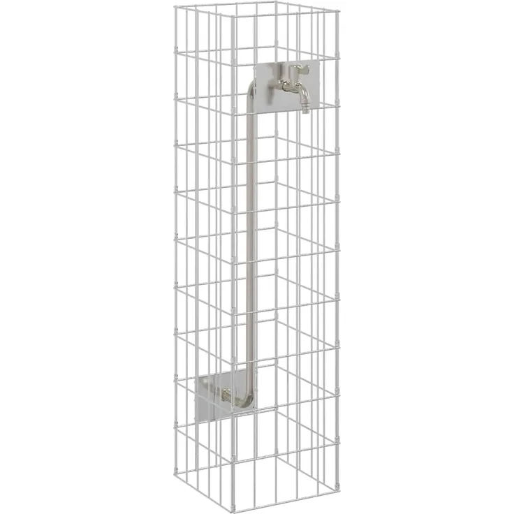 vidaXL Gabionen Wasserhahn Silber 25 x 25 x 100 cm Edelstahl 42013414
