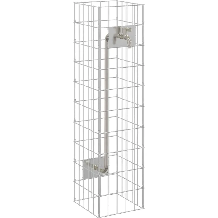 vidaXL Gabionen Wasserhahn Silber 25 x 25 x 100 cm Edelstahl 42013414 – Bild 1