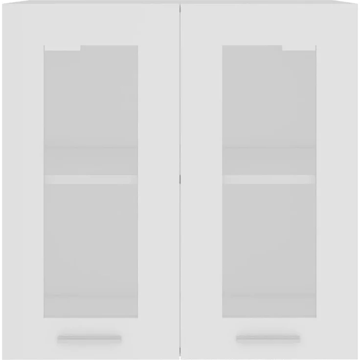 vidaXL Hängeglasschrank 2 Regalböden Hängeschrank Einbauküche Küchenzeile Küchenmöbel Oberschrank Küchenschrank Weiß 60 x 31 x 60 cm Holzwerkstoff – Bild 7