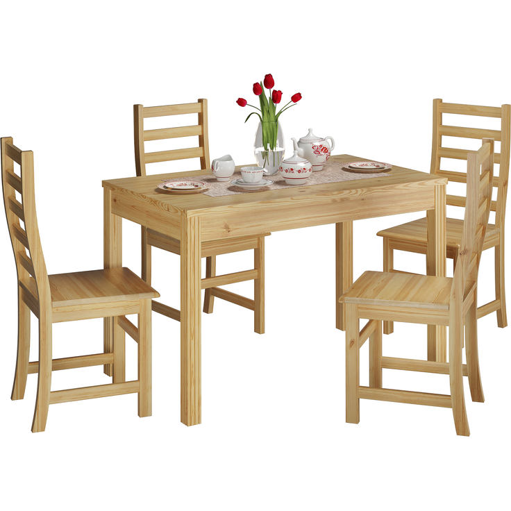 Essgruppe für Vier mit Tisch und modernen Stühlen Kiefer Massivholz 90.70-51 C-Set 21 – Bild 2