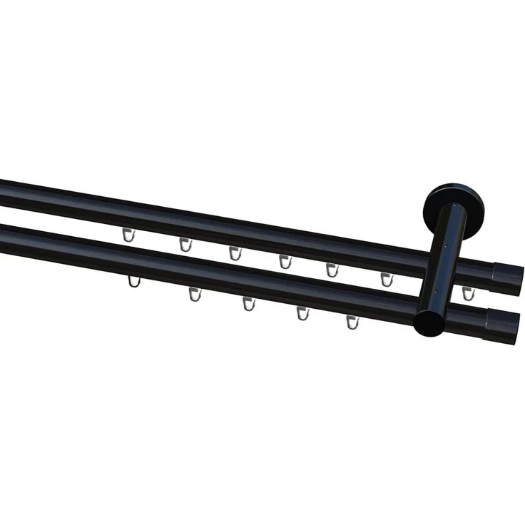 Garduna Gardinenstange Ø 20mm Innenlauf Komplettset inkl. X-Gleiter in Profilfarbe, 2-läufig, kürzbar, Metall, 2-lauf, 1-lauf, Gardinenstange, 20mm, Innenlauf, Gardinenschiene – Bild 1