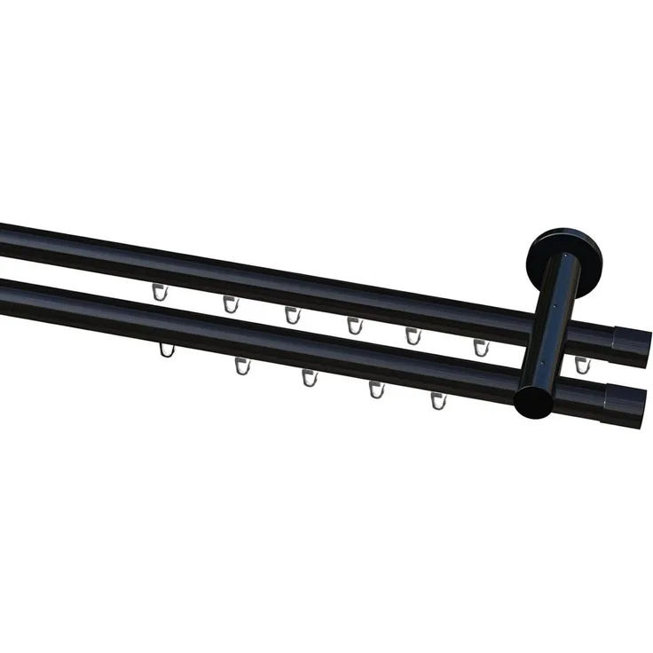Garduna Gardinenstange Ø 20mm Innenlauf Komplettset inkl. X-Gleiter in Profilfarbe, 2-läufig, kürzbar, Metall, 2-lauf, 1-lauf, Gardinenstange, 20mm, Innenlauf, Gardinenschiene