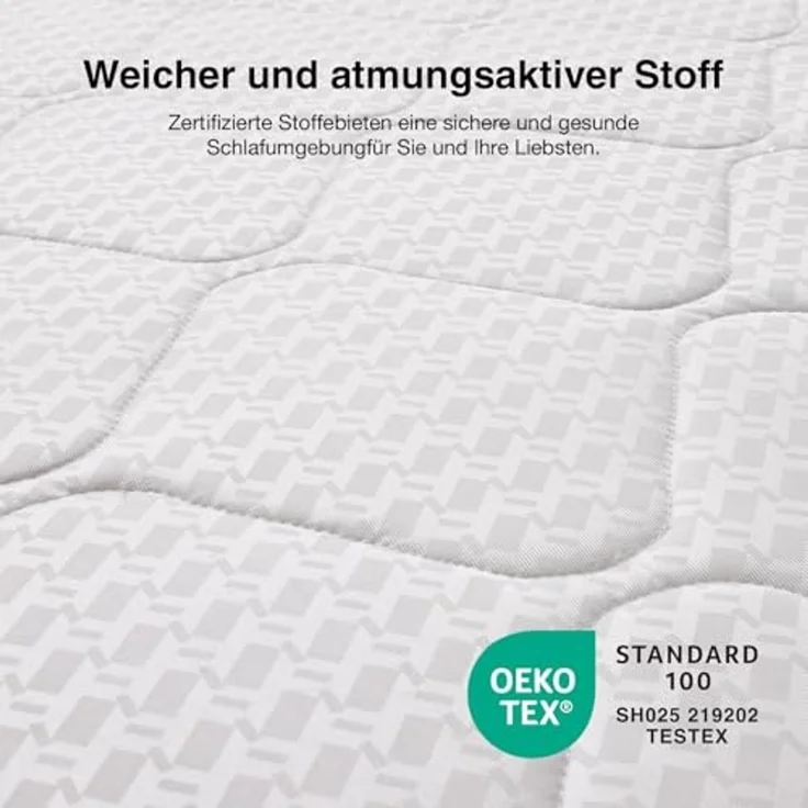 Novilla Matratze 140x200 Taschenfederkernmatratze 7-Zonen H2/H3 atmungsaktivem Bezug & Komfortschaum Öko-Tex & CertiPUR-US Zertifiziert – Federkernmatratze für Einzelbett & Doppelbett Höhe 20 cm – Bild 4