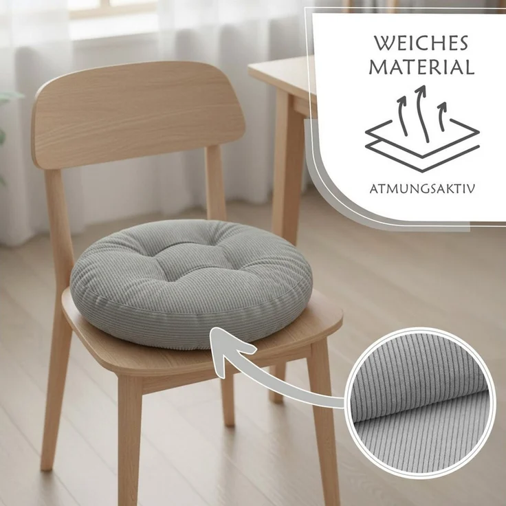 Amazinggirl Stuhlkissen Sitzkissen rund 40 cm Kissen Sitzpolster Sitzauflage Polster für Stuhl – Bild 3
