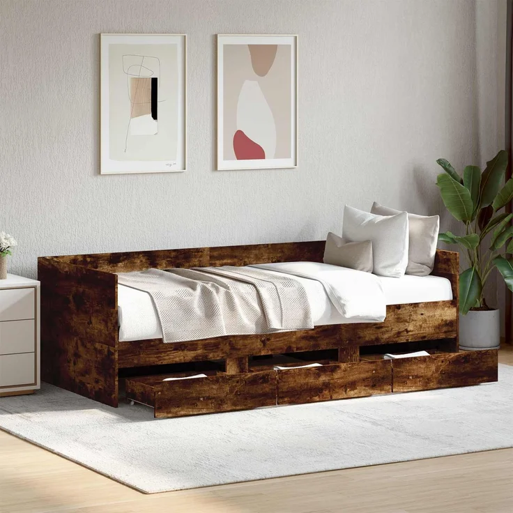 vidaXL Tagesbett mit Schubladen Geräucherte Eiche Holzwerkstoff 3429631 – Bild 1