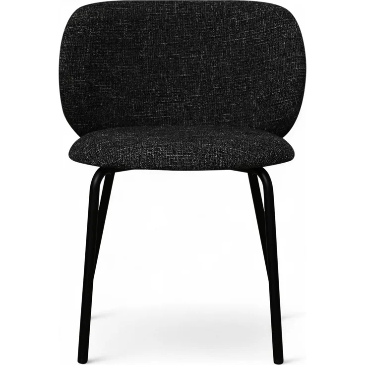Esszimmerstuhl Annam 2er-Set aus Boucle-Stoff - mit Metallgestell, Schwarz – Bild 5