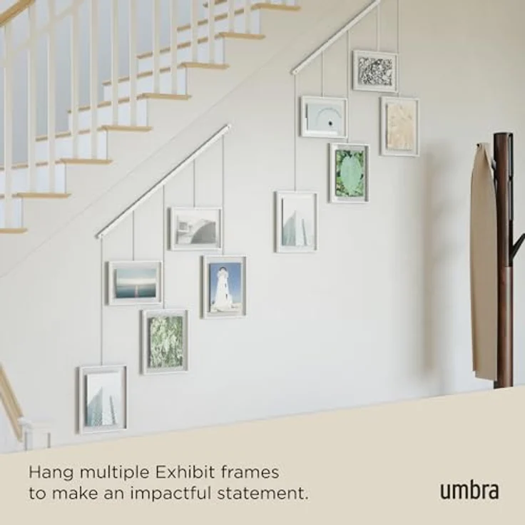 Umbra Bilderrahmen Exhibit, Foto Collage, Bilderrahmen Set, 5 Photos, Glas, Edelstahl, Weiß, 1013426-660 – Bild 7