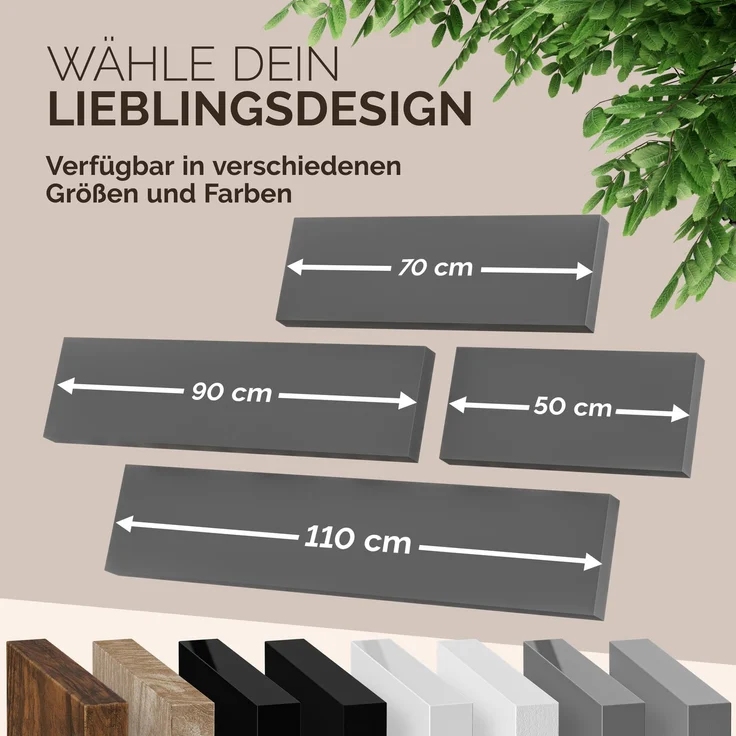 CASARIA® 3x Wandregal 110cm Holz Matt Grau Regal – Bild 8
