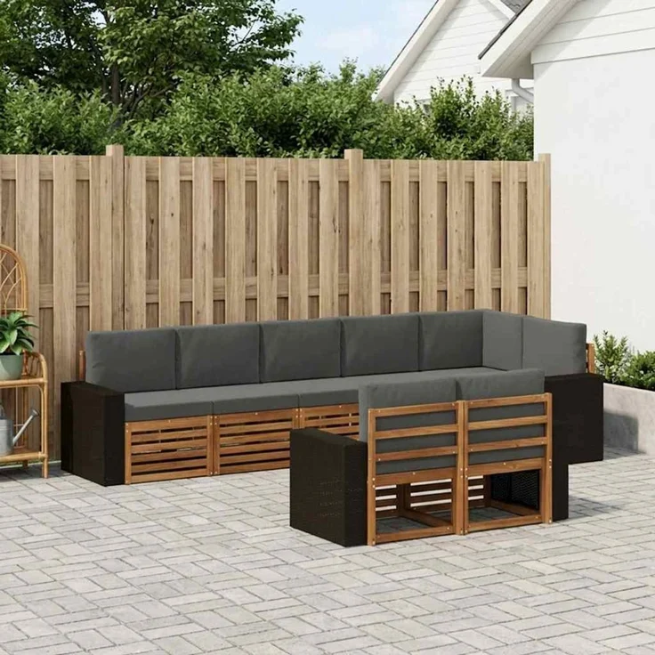 vidaXL Outdoor-Sofagarnitur 8 stk. 8-Sitzer Natur und Anthrazit 3384513 – Bild 1