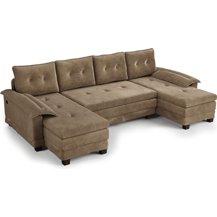 ZUBALIYA Schlafsofa 127x87 cm, mit USB - Anschluss, mit Ausziehbett, mit Chenille - Bezug, mit Samtbezug, modular aufgebaut, Weiß – Bild 15