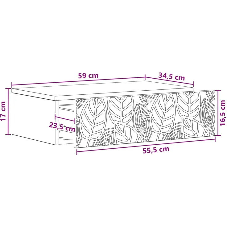 vidaXL Wandmontierter Beistelltisch 59 x 34,5 x 17 cm Holzwerkstoff 898833 – Bild 9