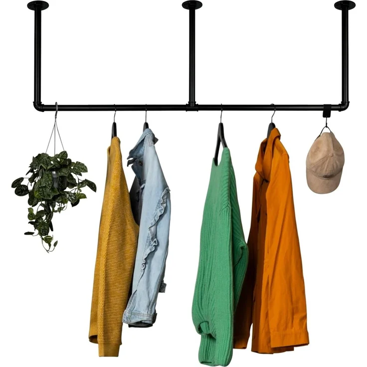 RSR Hangers Kleiderstange Garderobe Industrial Deckenmontage Schwarz Garderobenstange Lovis