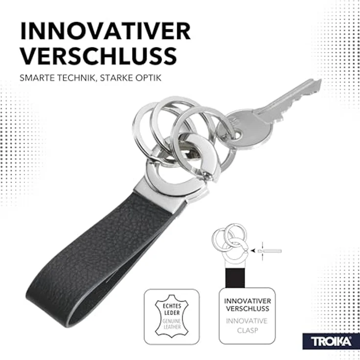 Troika Schlüsselanhänger mit praktischem Klick-Verschluss silber/schwarz – Bild 5