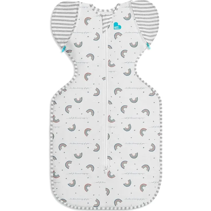 Love To Dream Swaddle Up Übergangsschlafsack, Groß 8–11.5 kg, Rainbow Dream, 1.0 Tog für 20–24 °C, Abnehmbare Flügel, Maschinenwaschbar, Doppelter Reißverschluss