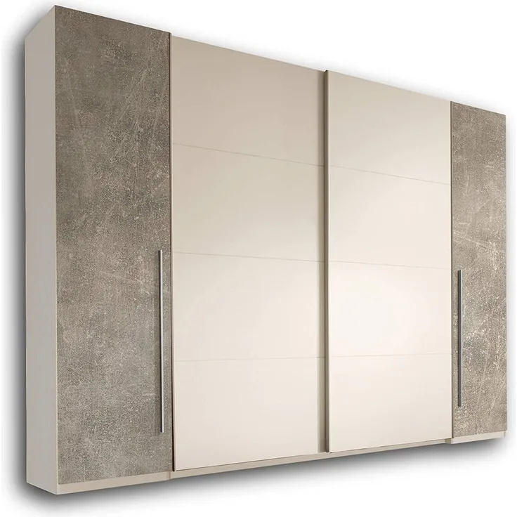 'Match 2' Schwebetürenschrank, weiß/beton, 315 cm