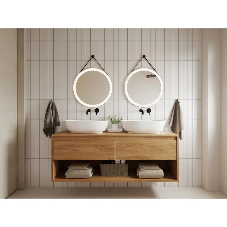 Vente-unique - Badezimmerspiegel hängend mit Aufhänger beschlagfrei - 60 x 60 cm - Schwarze Umrandung - BORJA – Bild 7