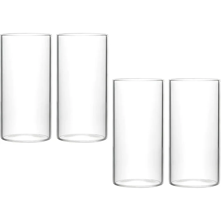Trinkgläser 4er 400ml Longdrinkgläser Rund Glas Transparent Round – Bild 2