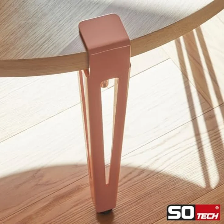 SO-TECH® Tischbein ColorLine in F-Form konisch zulaufend von 70 auf 40 mm, mit Klemmschraube (ohne Bohren) - rosa - Höhe 464 mm - 1x – Bild 6