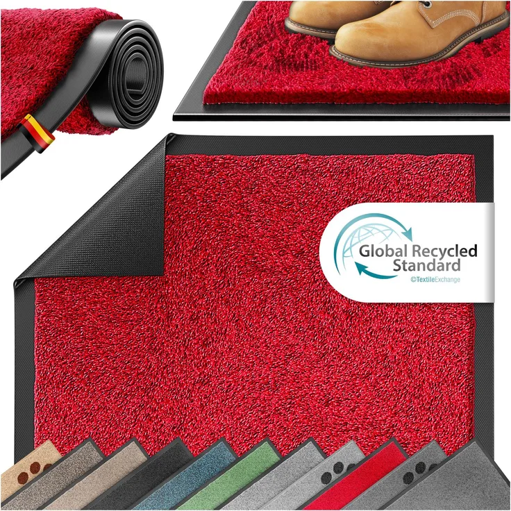 KESSER® Schmutzfangmatte rutschfeste Fußmatte für Innen- & Außenbereich waschbar & wetterfest | Türmatte Wohnungseingang | Teppich für Büro & Vorzimmer | Fußabtreter Fußabstreifer Classic, Bordeaux Rot, 120x180cm