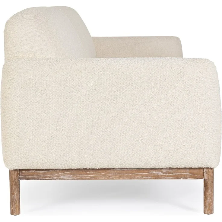 Sofa Detroit aus Bouclè-Stoff, skandinavischer Stil, cremefarben, Eschenholz-Gestell, 3–4 Sitzplätze – Bild 3
