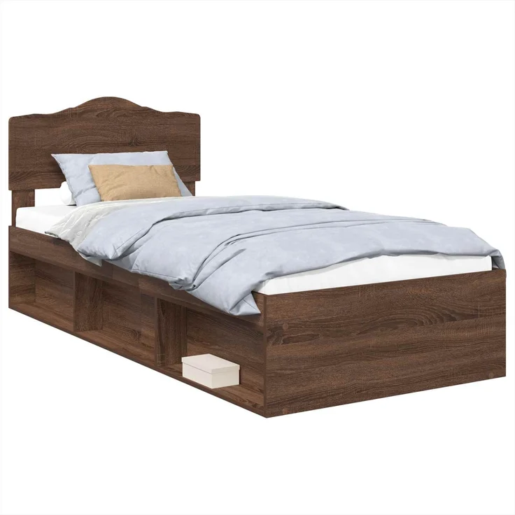 vidaXL Bettrahmen Braun Eichen-Optik 75 x 190 cm Massives Kiefernholz 3412967 – Bild 1