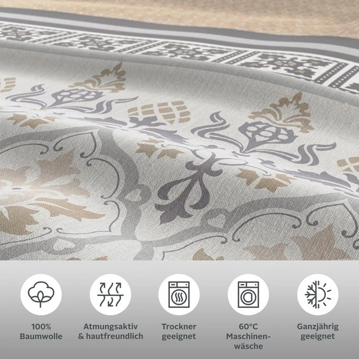 Home affaire Bettwäsche Cremona, Linon, 3 teilig, romantische Bettwäsche in verschiedenen Qualitäten, ab Gr. 135x200 cm – Bild 2