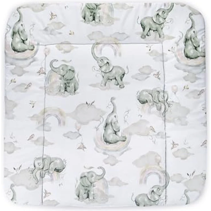 Balbina® Wickelunterlage aus Baumwolle weiche Wickeltischauflage für Wickelkommoden waschbar 60x70 I Elefant im Regenbogen – Bild 2