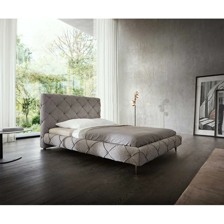 Polsterbettgestell Nayara 140x200 cm Bouclé Silbergrau