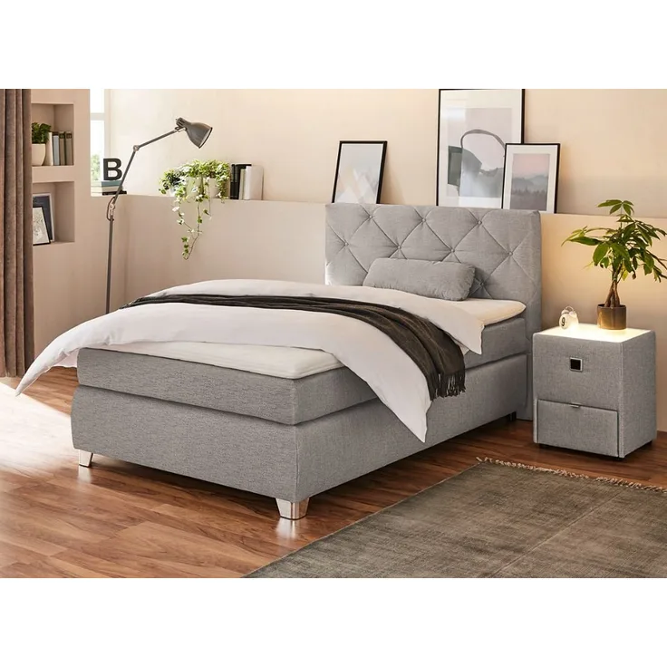 Jockenhöfer Gruppe Boxspringbett Finja, mit Topper und Zierkissen, erhältlich in 90,120,140 & 180cm Breite