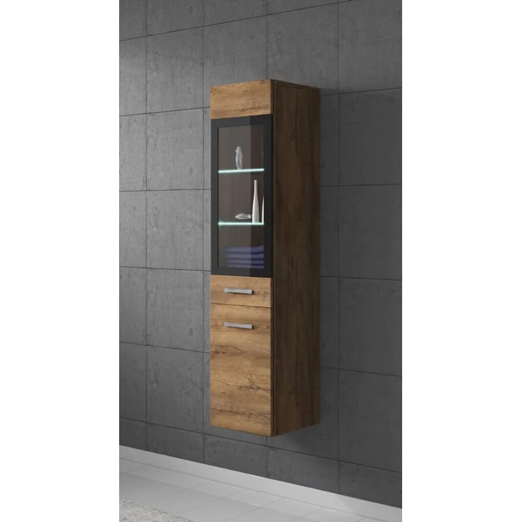 Badezimmer Schrank Rio 131 cm Braun Eiche – Regal Schrank Hochschrank Schrank Möbel Badschrank – Bild 2