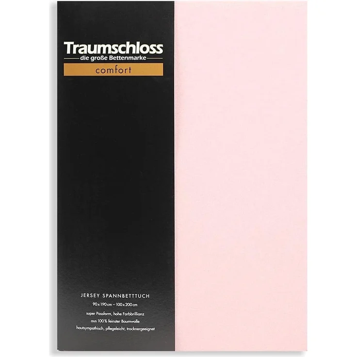 Traumschloss Spannbettlaken Comfort, Jersey, Puder (Rosé), 140-160x200, 100% Baumwolle – Bild 1
