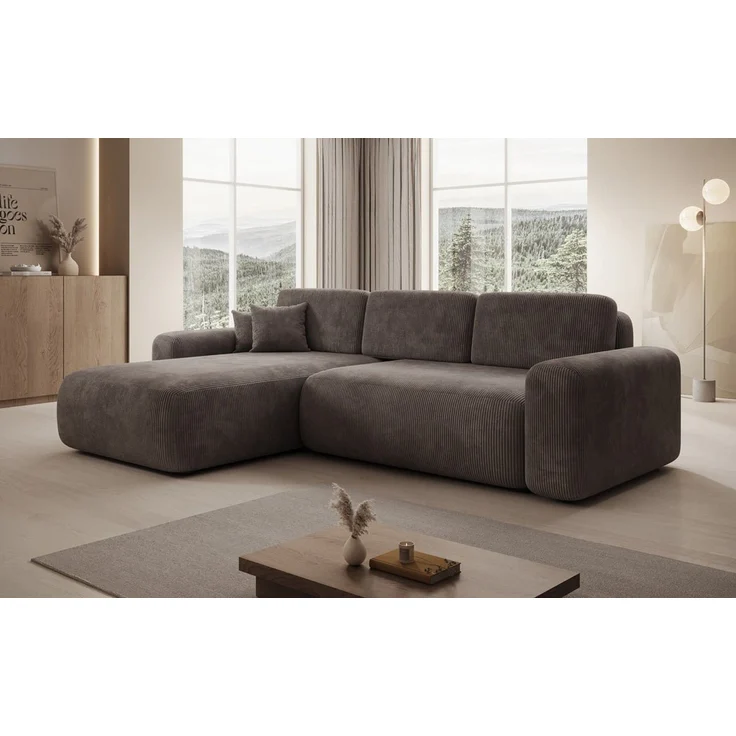 Luxusbetten24 Schlafsofa Designer Ecksofa Lola in Cord, mit Stauraum und Schlaffunktion – Bild 2