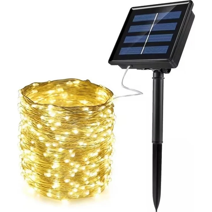 Montegoni LED-Streifen 12M LED Solar Lichterkette Außen Innen Wasserdicht Solarlichterkette – Bild 4