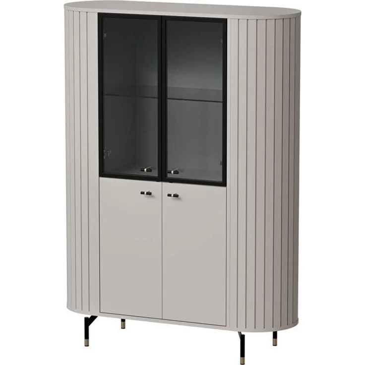 Compleo Standvitrine mit Glastüren, 4 türen, Lamellenoptik, Glamour design MODERNO – Bild 4