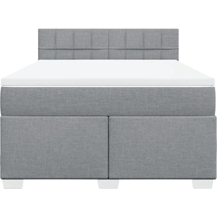 vidaXL Boxspringbett mit Matratze Hellgrau 160x200 cm Stoff 3288239 – Bild 6