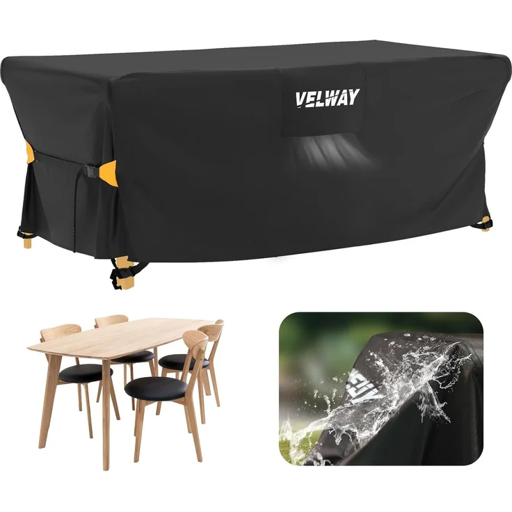 Velway Abdeckung für Gartenmöbel Wasserdicht - 170 x 95 x 74 cm Rechteckig Schutzhülle Winddicht Loungemöbel Abdeckung Abdeckhauben für Gartentische Sitzgruppe Terrassenmöbel Schwarz – Bild 1