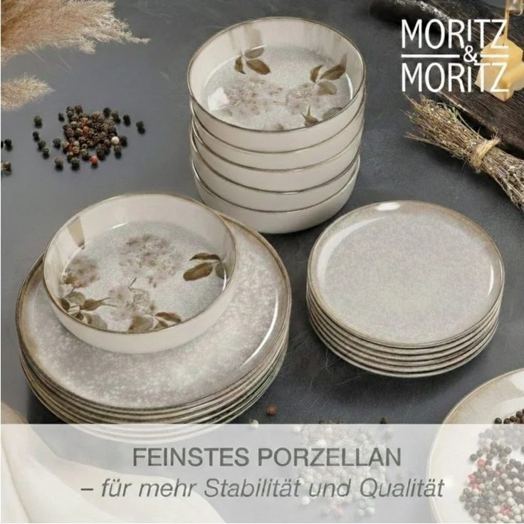 Moritz & Moritz Tafelservice BLOSSOM Geschirrset 48tlg (48-tlg), 12 Personen, Porzellan, Spülmaschinengeeignet – Bild 2