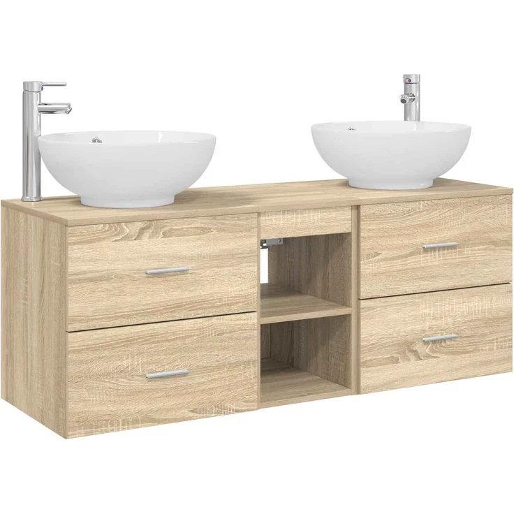 vidaXL Badezimmerschrank-Set 3 stk. Sonoma-Eiche 129 x 44,5 x 80 cm 3405901 – Bild 2