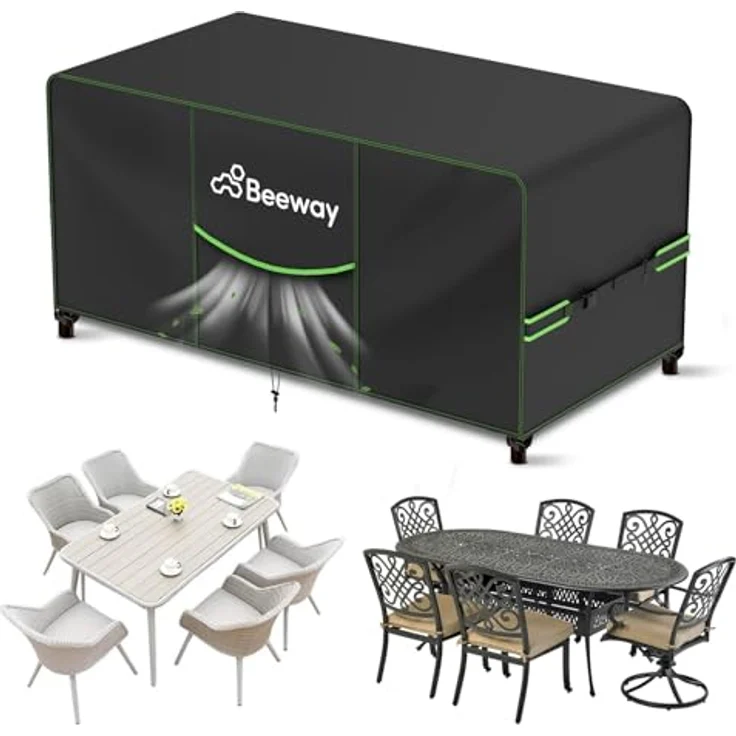 BEEWAY Gartenmöbel Abdeckung V2.0, wasserdicht, 200x100x73cm, 420D Oxford-Gewebe, Anti-UV, Winddicht, Winterfest – Bild 1