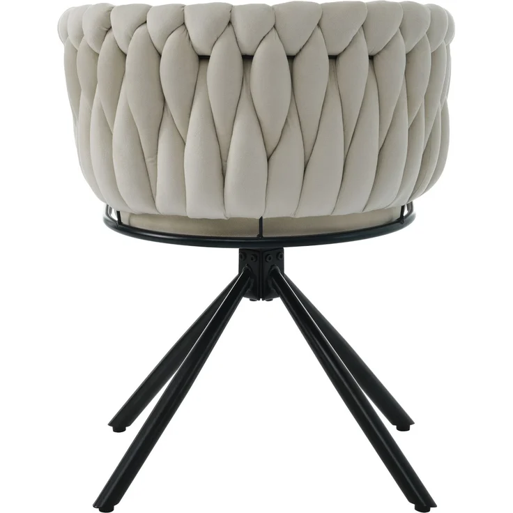 Merax Samt-Esszimmerstuhl, einzelner heller Luxus-Wohnzimmer-Schlafzimmer-Drehstuhl, Freizeit-Drehstuhl mit vier Stützbeinen aus Metall, beige – Bild 8
