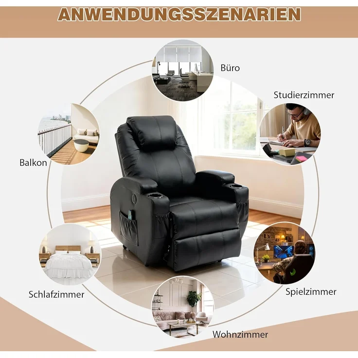 Thanaddo Massagesessel Relaxsessel Massagesessel Fernsehsessel, mit Liegefunktion – Bild 5