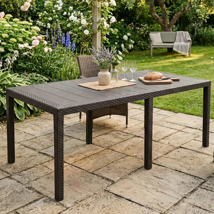 Dmora Rechteckiger ausziehbarer Gartentisch, Made in Italy, Farbe Anthrazit, Maße 150 x 72 x 90 cm (ausziehbar bis 220 cm) – Bild 1